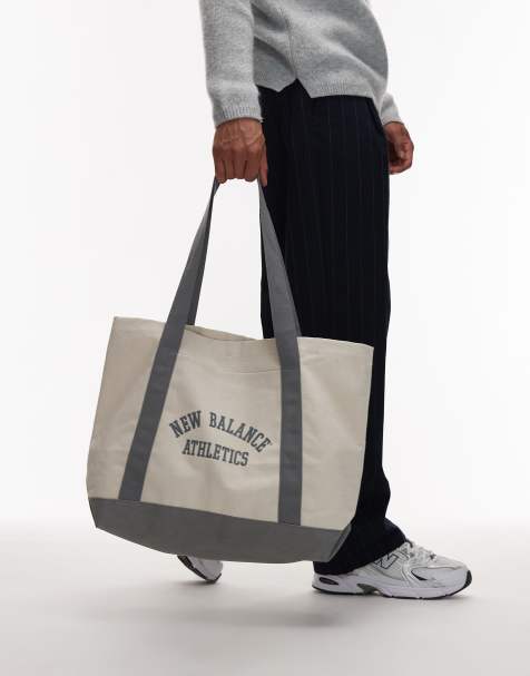 New Balance canvas tote bag in off white and grey - view 1