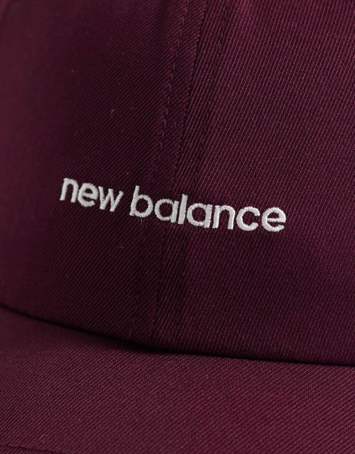 New Balance - Cappellino a 6 pannelli bordeaux con logo lineare, 3 di 3