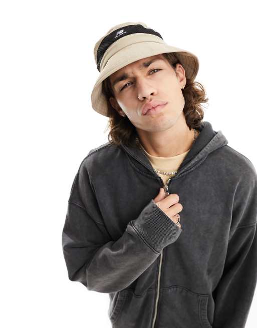 New Balance - Cappello da pescatore cuoio con logo