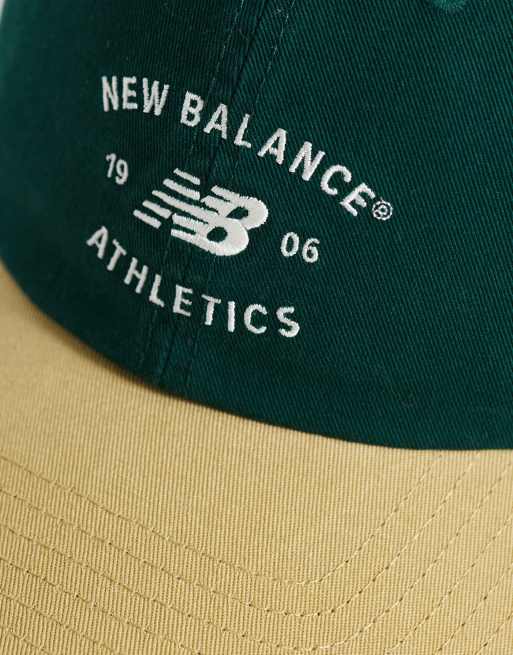 New Balance - Casquette de sport 6 panneaux - Vert et beige, 2 de 3