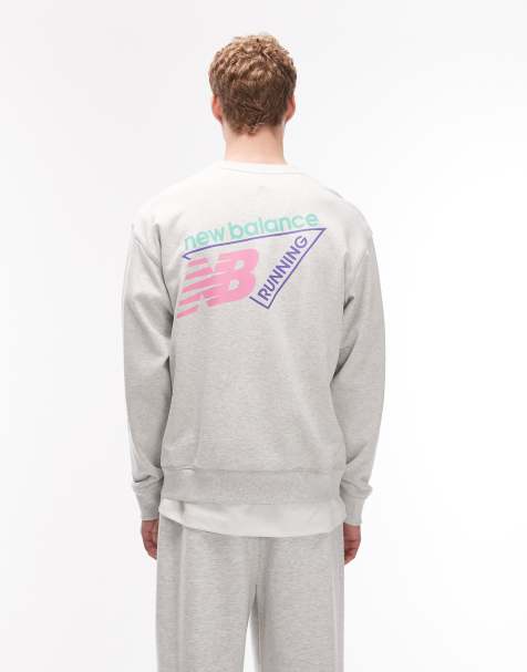 New Balance – Classic – Szara melanżowa bluza dresowa z materiału frotté z trzema logo - view 1