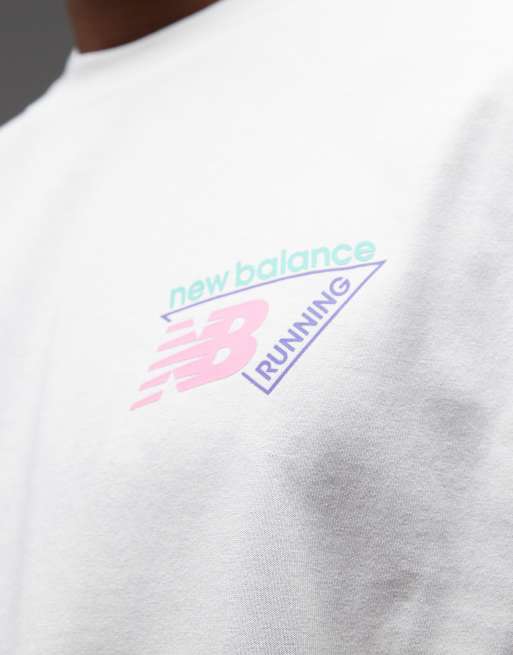 New Balance - Classic - T-shirt bianca con logo e stampa di mappa termica, 5 di 5