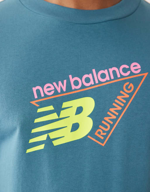 New Balance - Classic - T-shirt color verde-azzurro con tri-logo, 2 di 5