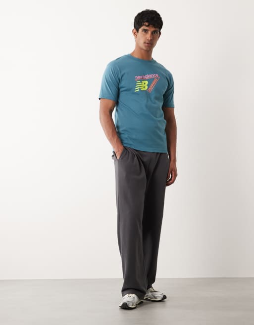 New Balance - Classic - T-shirt color verde-azzurro con tri-logo, 3 di 5