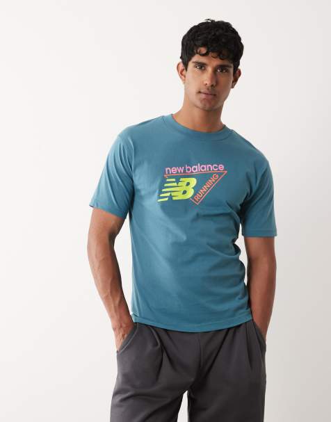 New Balance - Classic - T-shirt met drie logo's in blauwgroen - view 1
