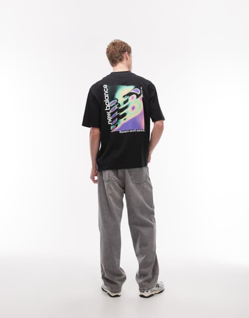 New Balance - Classic - T-shirt nera con logo e stampa di mappa termica, 2 di 5
