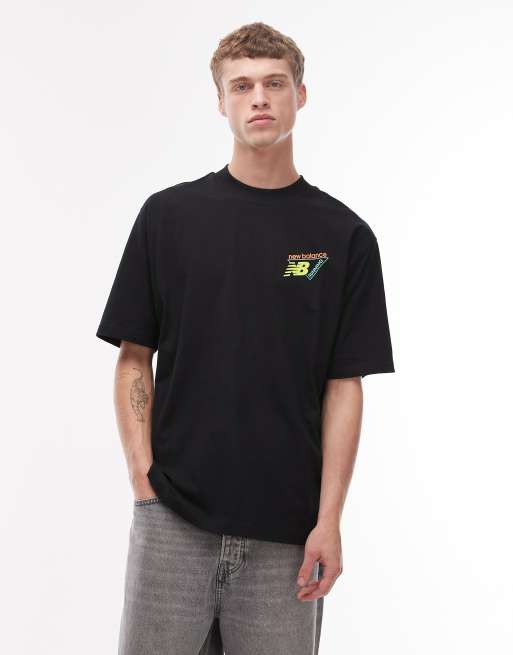 New Balance - Classic - T-shirt nera con logo e stampa di mappa termica, 3 di 5