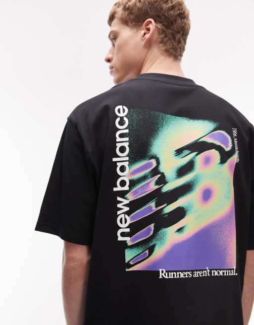 New Balance - Classic - T-shirt nera con logo e stampa di mappa termica, 5 di 5