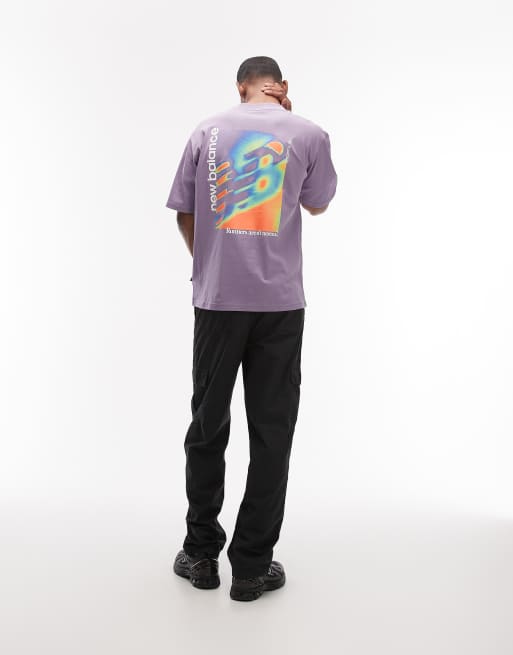 New Balance - Classic - T-shirt viola con logo e stampa di mappa termica, 2 di 5
