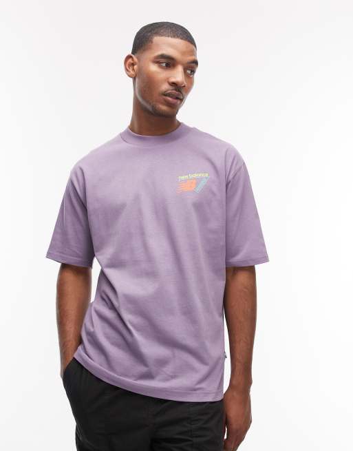 New Balance - Classic - T-shirt viola con logo e stampa di mappa termica, 3 di 5