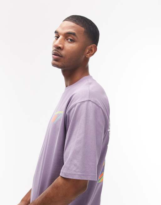 New Balance - Classic - T-shirt viola con logo e stampa di mappa termica, 4 di 5