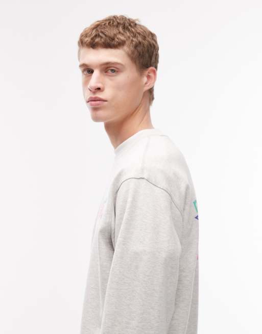 New Balance Classic tri-logo French terry sweatshirt in heather grey, 4 of 5