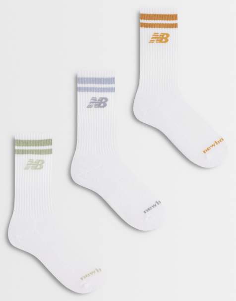 New Balance codzienne skarpetki w paski do połowy łydki 3-pack w białym kolorze - view 1