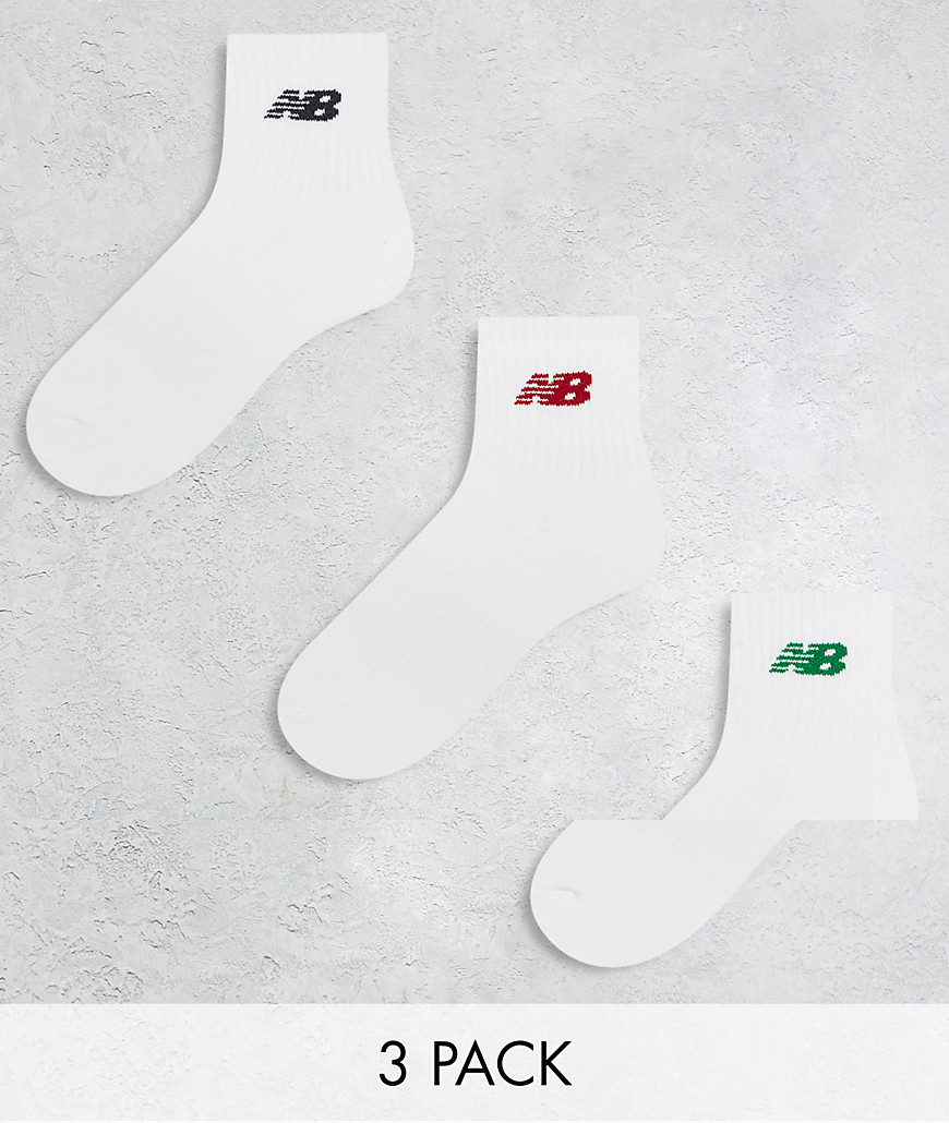 New Balance collegiate 3 pack ankle socks in green, red and black-Multi
