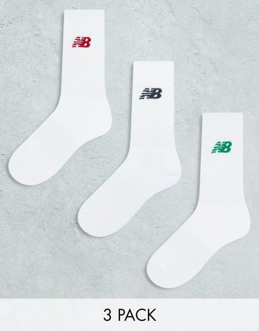 New Balance collegiate 3 pack crew socks in green, red and black | ASOS