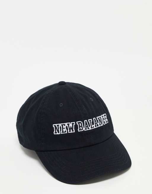 New Balance collegiate logo baseball cap in black | ASOS