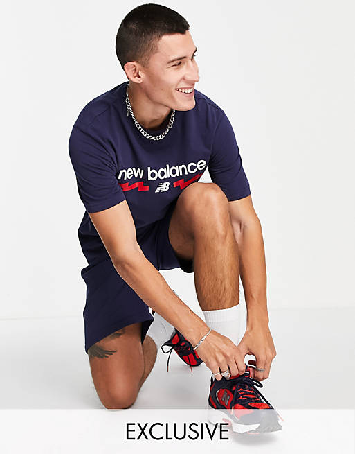 New Balance collegiate logo t-shirt in navy - exclusive to ASOS