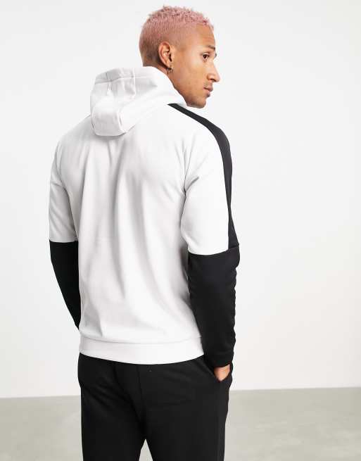 Black and white hot sale color block hoodie