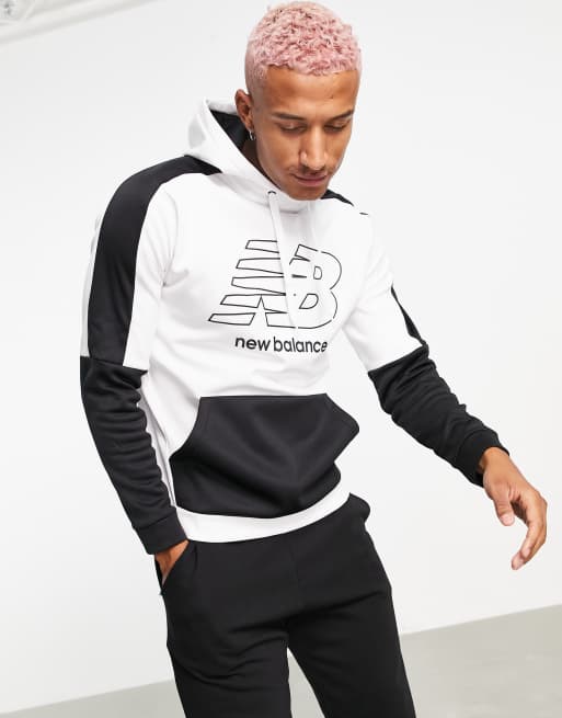 New Balance color block hoodie in black and white ASOS