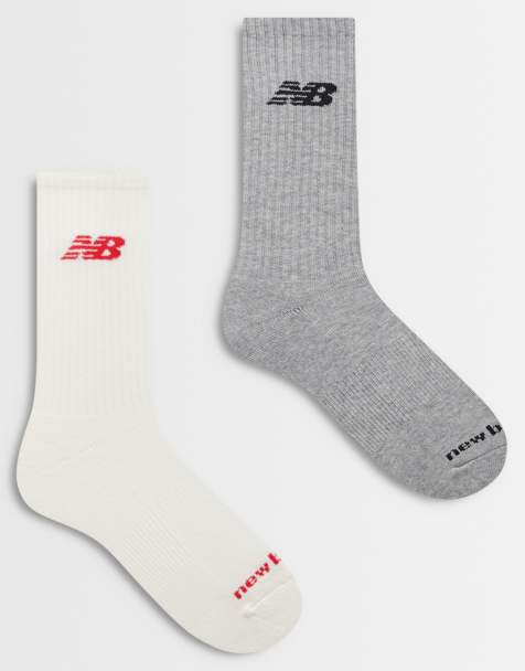 New Balance - Confezione da 2 paia di calzini grigi e bianchi con grafica ricamata - view 1