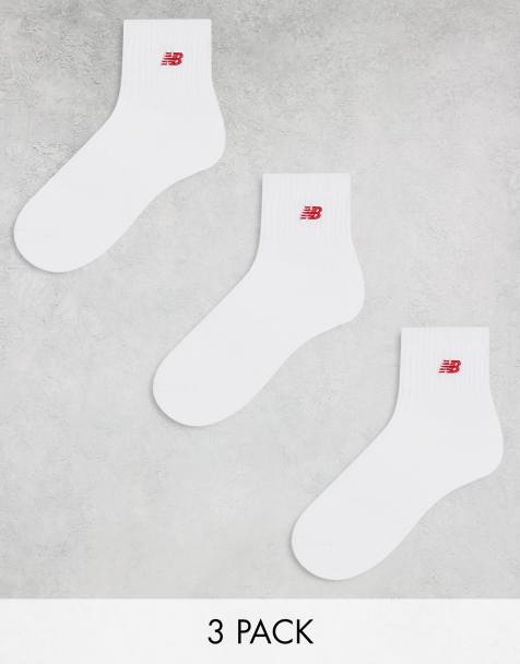 New Balance - Confezione da 3 paia di calzini medi bianchi con logo rosso - view 1