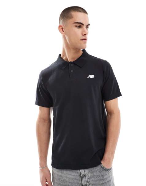 New Balance Cotton pique polo in black - view 1