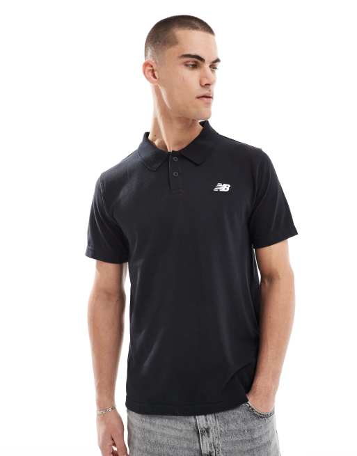 New Balance Cotton pique polo in black