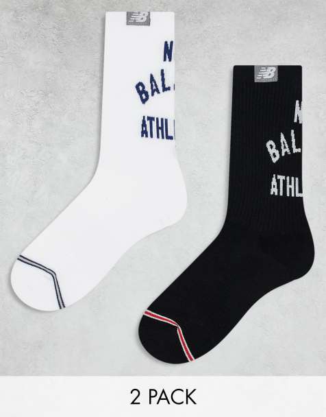 New Balance crew socks 2 pack in white and black - view 1