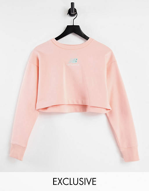 New Balance cropped sweatshirt in pink- exclusive to ASOS