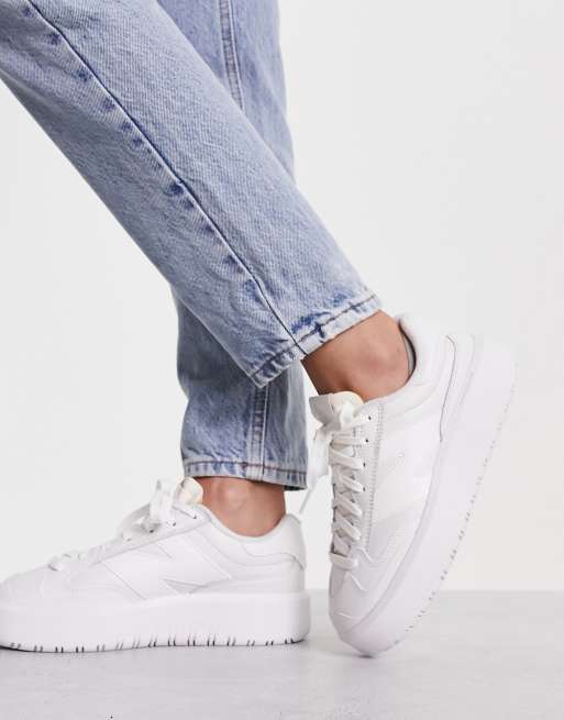 New Balance CT302 platform sneakers in triple white