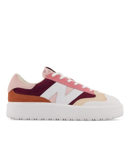 New Balance CT302 platform sneakers in white and pink ASOS