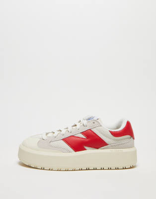 New Balance CT302 platform trainers in off white and red - ASOS Price Checker