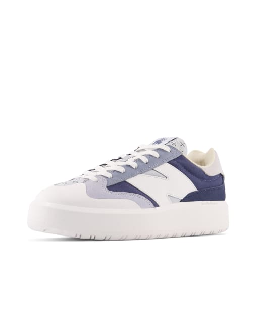 New Balance CT302 platform trainers in white and blue