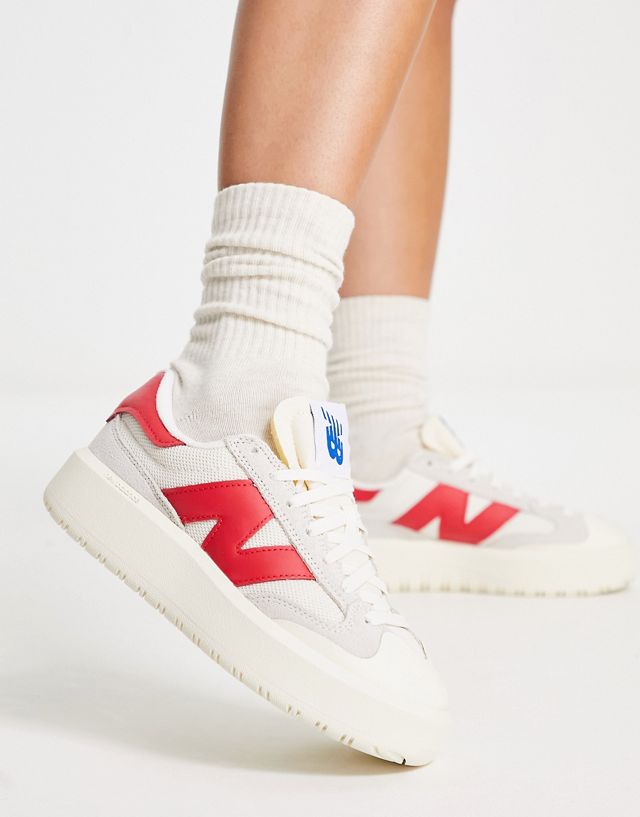 New Balance CT302 sneakers in white and red