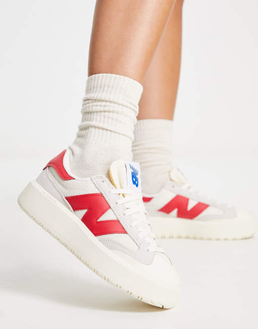 Womens red new balance on sale sneakers