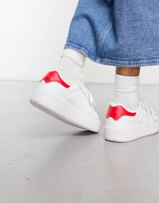 New Balance CT302 sneakers in white and red