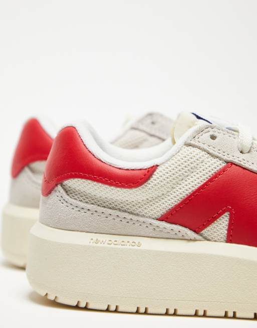 New Balance - CT302 - Sneakers met plateauzool in gebroken wit en rood, 2 van 4