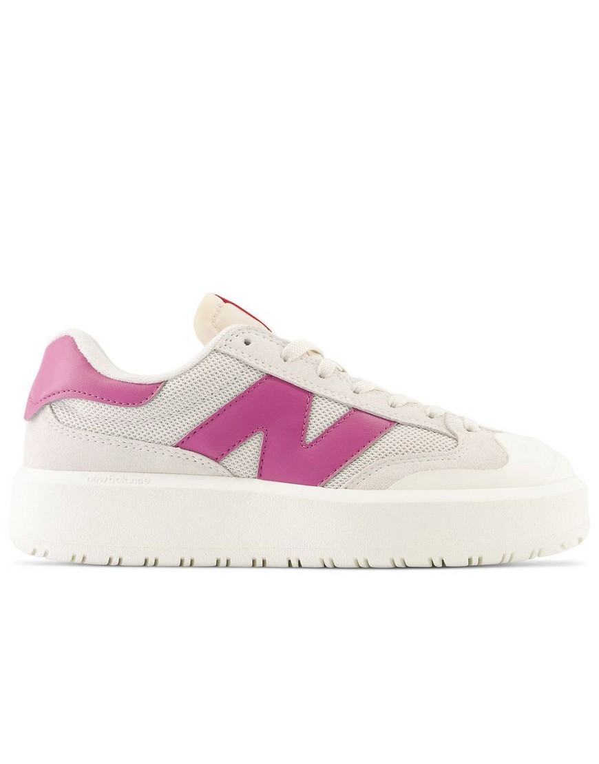 New Balance Ct302 trainers in white and pink-Brown