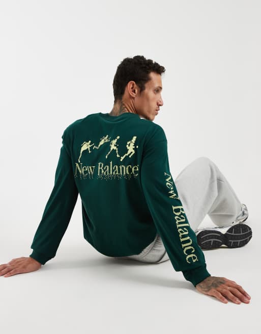 New Balance digitally remastered long sleeve t-shirt in dark green, 2 of 5