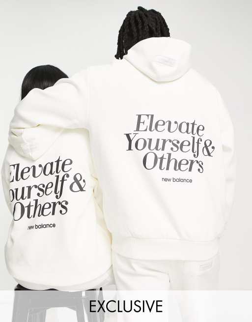 New Balance - 'Elevate Yourself' - Unisex-hættetrøje i råhvid