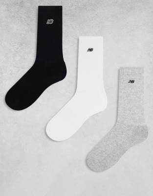 New Balance embroidered logo crew socks 3 pack in multi - ASOS Price Checker