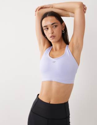 New Balance Essential run sports bra in lilac-Purple