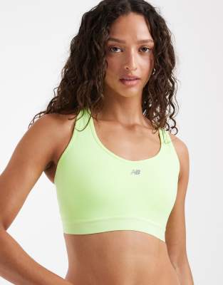 New Balance Essential run sports bra in neon yellow