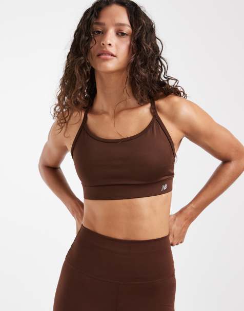 New Balance – Essential Yoga – Sport-BH in Dunkelbraun - view 1