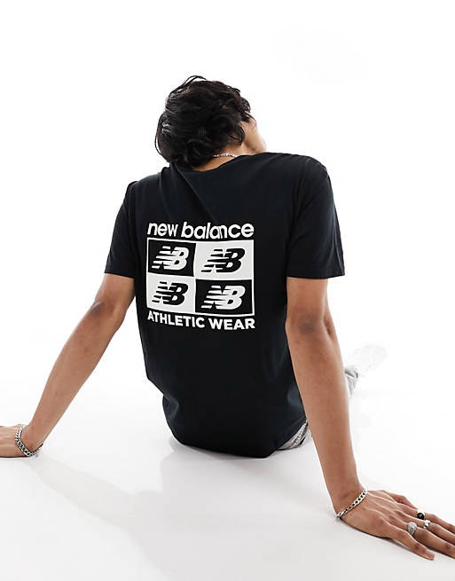 New Balance Essentials back print T-shirt in black | ASOS