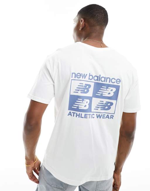 New Balance ESSENTIALS CAFE - T-shirt imprimé - white/blue/blanc