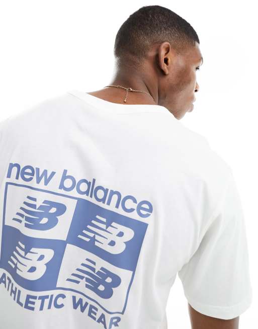 New Balance ESSENTIALS CAFE - T-shirt imprimé - white/blue/blanc 