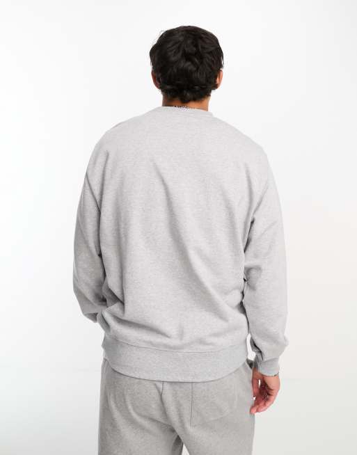 New Balance Essentials Stacked Logo Fleece Crew in grey | ASOS