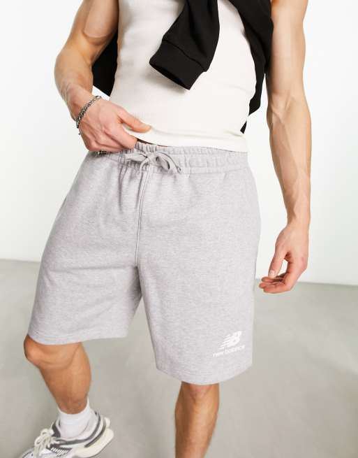 New Balance Essentials Stacked Logo Fleece Short in grey | ASOS | Sportshorts