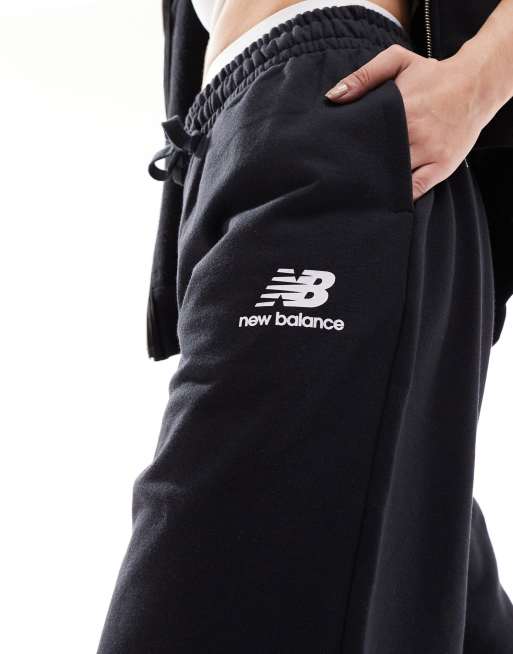 New Balance Womens Essentials Stacked Logo French Terry Wide Legged  SweatpantPants